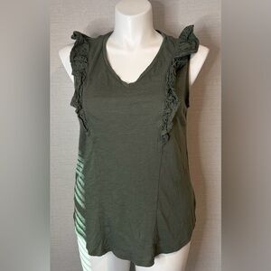 Women's 0X (14W) Green Ruffle Sleeveless Terra & Sky Top